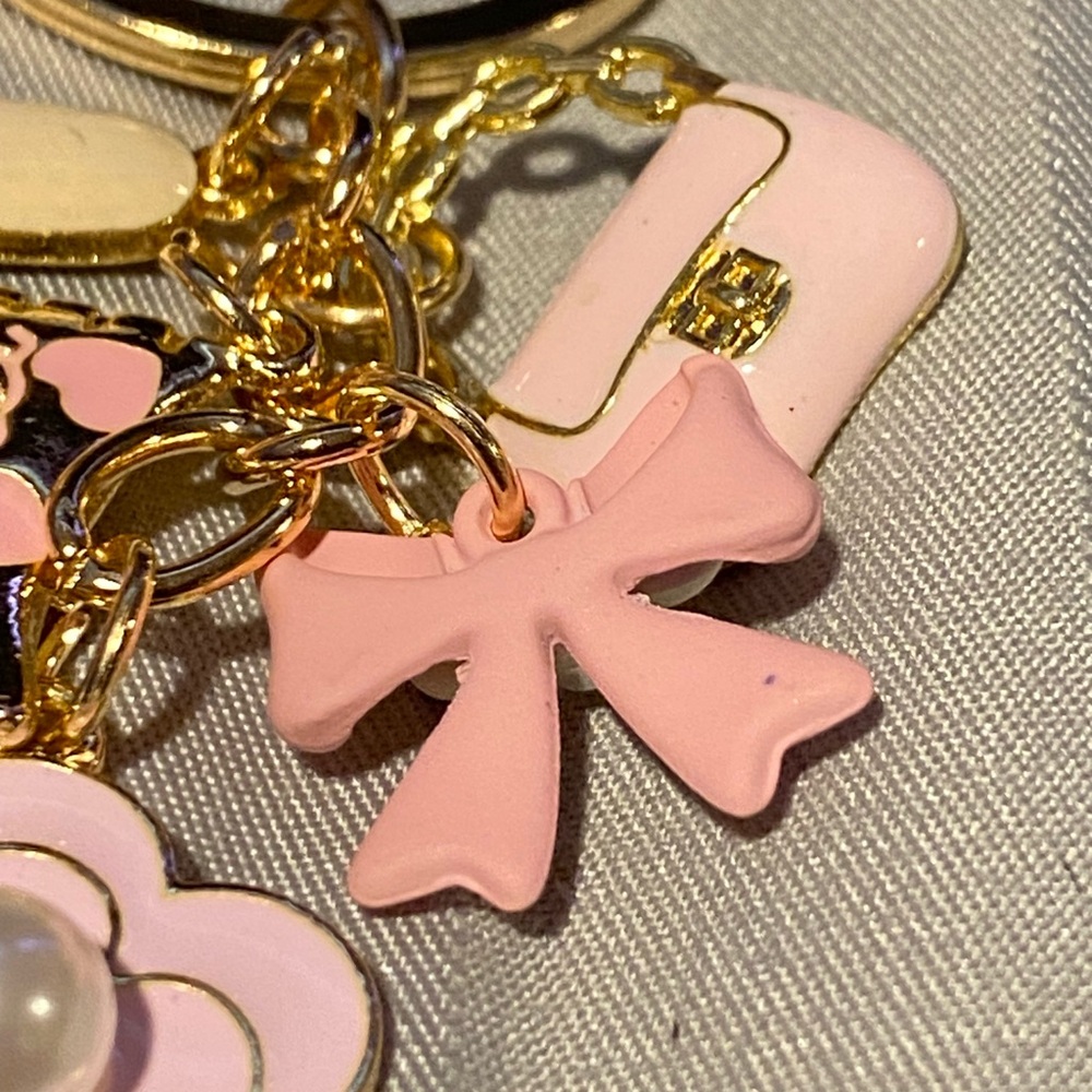 Gold and Pink Charm Keychain - Picture 3 of 4